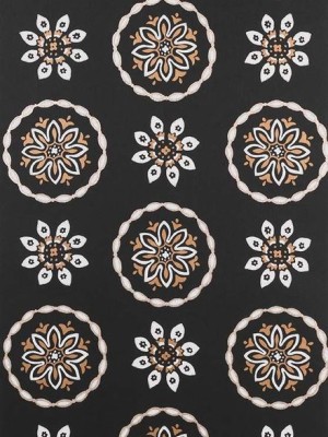 Garance Wallpaper In Black From The Les Indiennes Collection By Nina Campbell