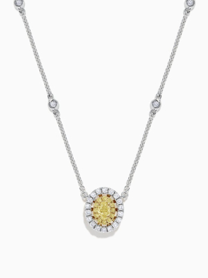 Effy Canare 14k White Gold Yellow And White Diamond Necklace, 0.81 Tcw