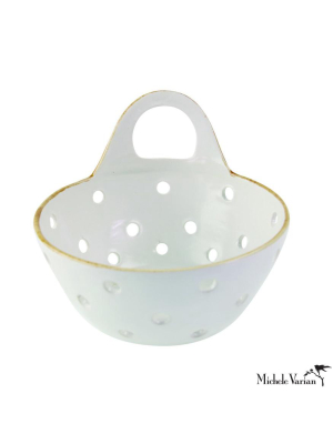 Stoneware Colander Basket With Handle