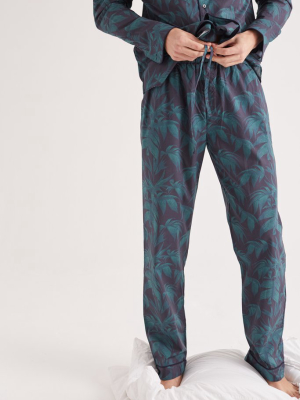 Men’s Pyjama Trousers Byron Tropical Print Navy/green