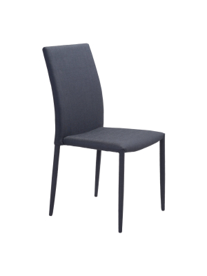 Set Of 2 Slim Upholstered Dining Chair Black - Zm Home