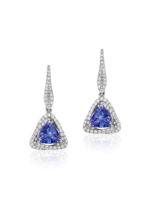 Effy Gemma 14k White Gold Trillion Tanzanite And Diamond Earrings, 1.62 Tcw