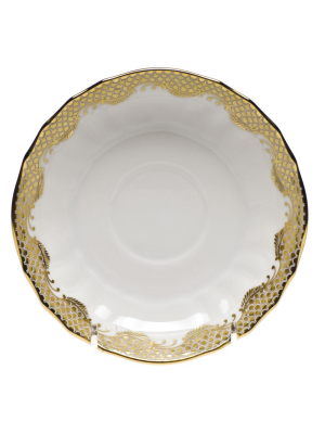 Fish Scale Canton Tea Saucer, Gold