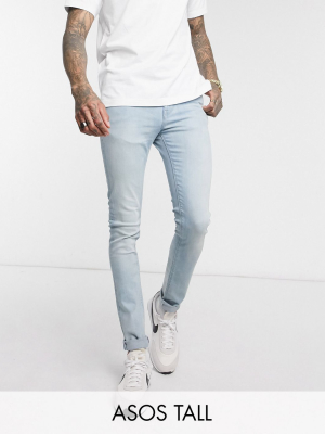 Asos Design Tall Super Skinny Jeans In Light Wash Blue