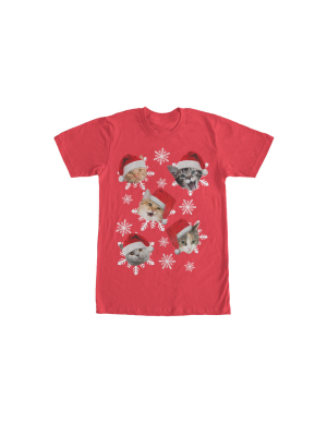 Men's Lost Gods Ugly Christmas Cat Snowflakes T-shirt