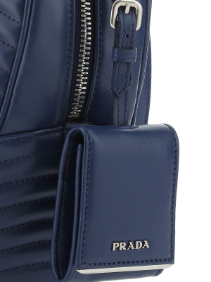 Prada Logo Plaque Quilted Backpack