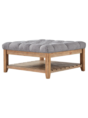 Southgate Natural Button Tufted Tapered Cocktail Ottoman Smoke - Inspire Q