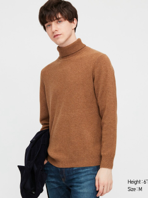 Men Premium Lambswool Turtleneck Long-sleeve Sweater