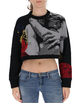 Valentino Motif Jacquard Cropped Sweater