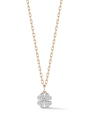 Dora 18k Rose Gold All Diamond Mini Clover