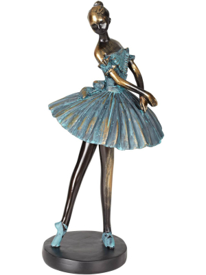 Dahlia Studios Ballerina 12" High Decorative Sculpture In Verde Bronze