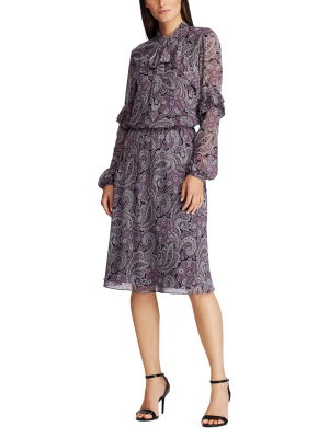 Paisley-print Georgette Dress