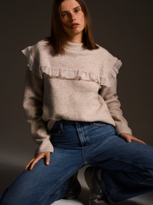 Combination Organza Knit Sweater