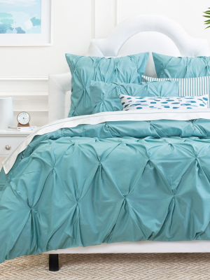 Valencia Turquoise Pintuck Duvet Cover