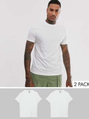 Asos Design 2 Pack Organic T-shirt With Crew Neck
