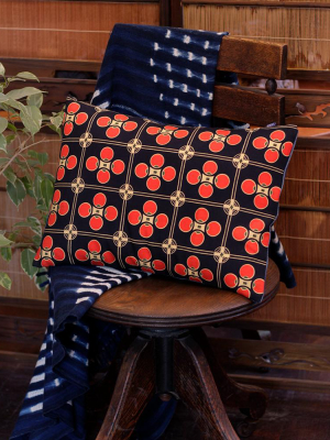 Gridded Red Circles Pillow