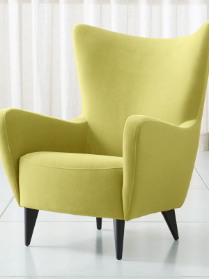 Elsa Lime Green Velvet Wingback Chair