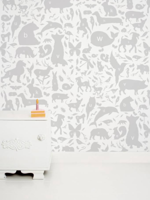 Animal Alphabet Kids Wallpaper In Grey By Kek Amsterdam