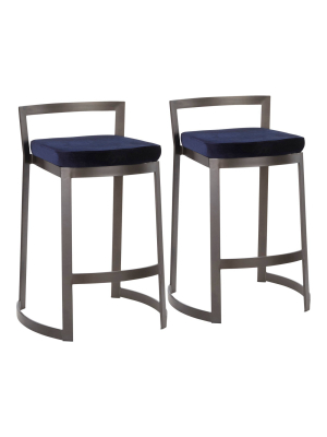 Set Of 2 28" Fuji Dlx Industrial Counter Height Barstools - Lumisource