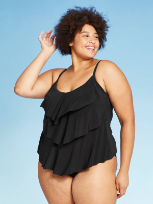 Women's Plus Size Tiered Tankini Top - Aqua Green®