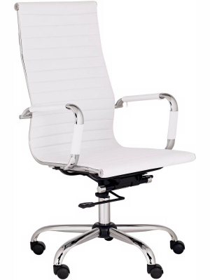 Studio 55 Modern Home Office Chair Swivel Tilt High Back White Black Chrome Adjustable For Work Desk Home Office Computer