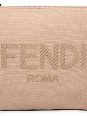 Fendi Logo Embroidered Pouch