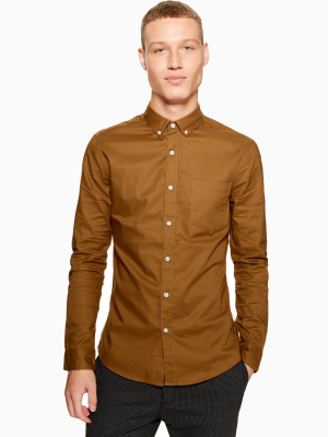 Mustard Stretch Skinny Oxford Shirt