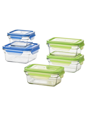 Glasslock Reusable Food Storage Container Set With Locking Lids For Leftovers And Meal Prepping, Oven & Freezer Safe, 10 Piece Set