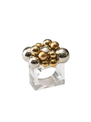 Kim Seybert Bauble Napkin Ring In Gold & Silver - Set Of 4