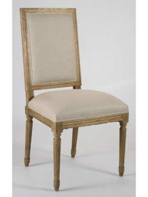 Zentique Louis Side Chair In Natural Linen-natural Oak