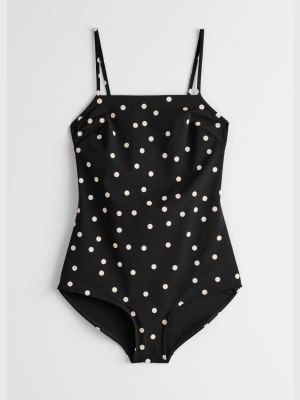 Square Neck Polka Dot Swimsuit