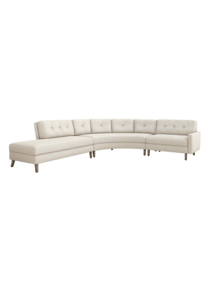 Interlude Home Aventura Left Chaise 3 Piece Sectional - Ivory