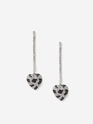 **leopard Heart Drop Earrings