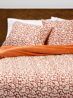 Rust Reversible Velvet Leopard Print Comforter & Sham Set - Opalhouse™