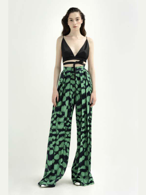 Abstract Print Pleated Pants