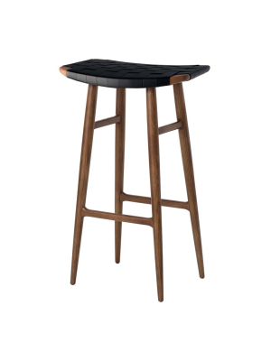 Freja Bar Stool - Leather Stripe Seat