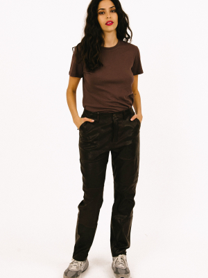 Vintage Coal Leather Cargo Pant