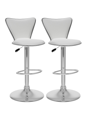 Set Of 2 Adjustable Tall Curved Back Leatherette Barstool - Corliving