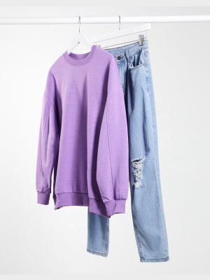 Bershka Oversized Sweat Top In Lilac