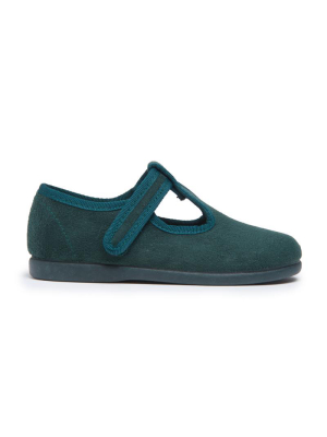 Suede  T-band Shoes In Green