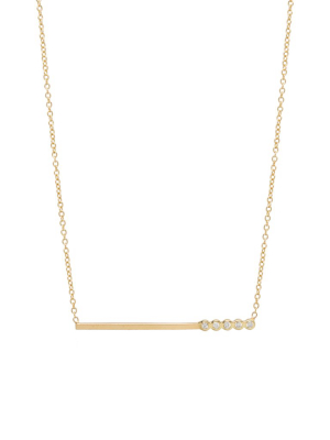 14k Bezel Diamond Bar Necklace