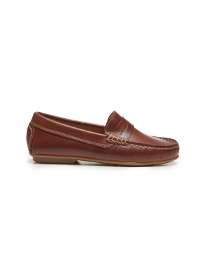 Leather Penny Loafers In Brown