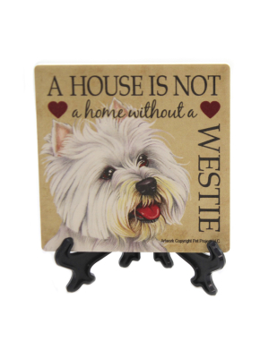 Animal 4.0" Westie - Home Cork Back Coaster Easel Sjt Enterprises - Coasters