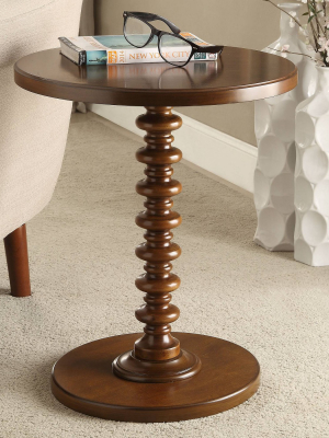 Acton 17" Wide Walnut Round Pedestal Wood Side Table
