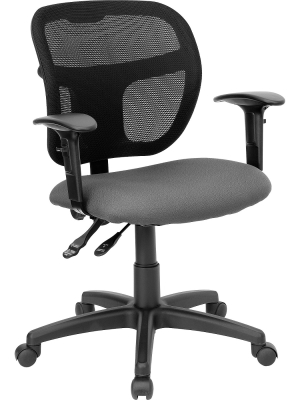 Flash Furniture Mid-back Mesh Swivel Task Office Chair With Back Height Adjustment And Adjustable Arms