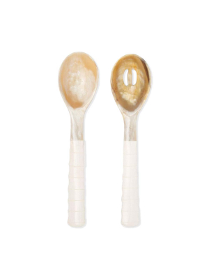 Blue Pheasant Halette Natural 2-piece Serving Spoon Set