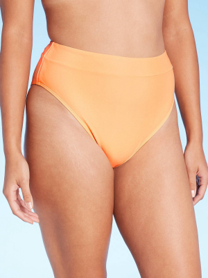 Juniors' High Leg High Waist Bikini Bottom - Xhilaration™ Electric Peach