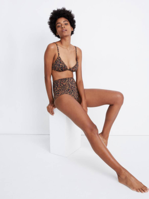 Madewell Second Wave Retro High-waisted Bikini Bottom In Jungle Cat