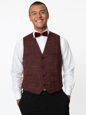 Collectif Burgundy Crosshatch Max Waistcoat