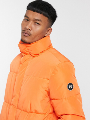 Pull&bear Padded Puffer Jacket In Orange